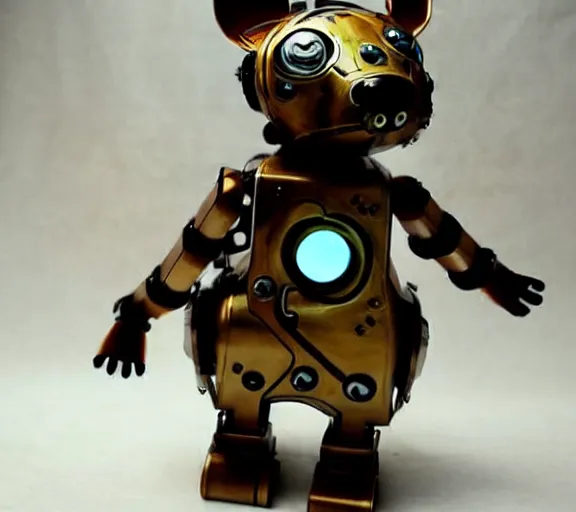 Image similar to futuristic steampunk ferret - shaped pet - robot, steampunk ferret - inspired robot, borderlands - inspired ferret - shaped robot