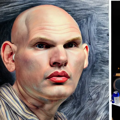 Image similar to high quality high detail painting by lucian freud, hd, billy corgan