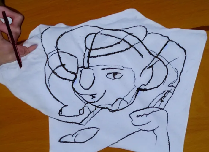 Prompt: an ms paint children's drawing doodled on a napkin by michelangelo