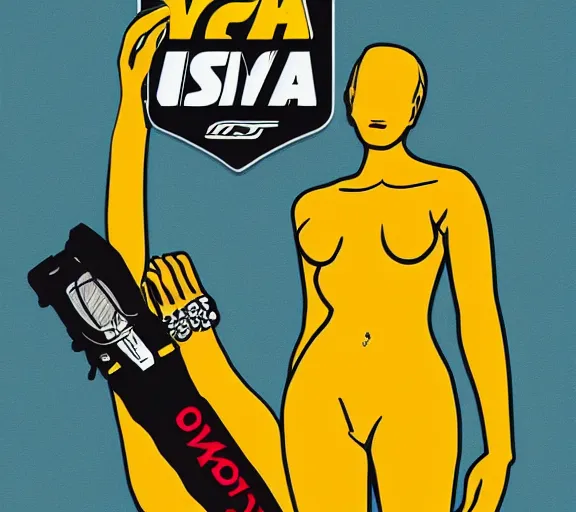 Image similar to beautiful stylish character concept art of the venus de milo in the style of virgil abloh with nascar colors and corporate logos