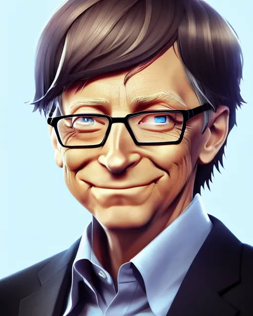 character concept art of bill gates as an anime boy, Stable Diffusion