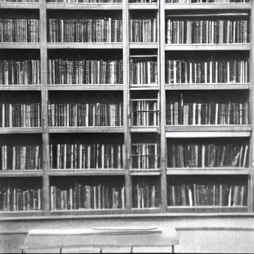 Prompt: a photo of a library by berne becher and hilla becher