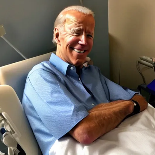 Prompt: Joe Biden sitting in a hospital bed