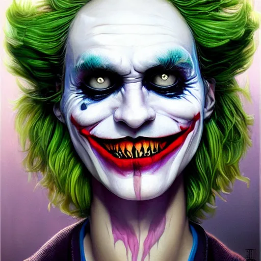 Image similar to lofi biopunk joker portrait, Pixar style, by Tristan Eaton Stanley Artgerm and Tom Bagshaw.