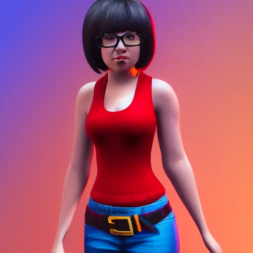 Prompt: Velma from Scooby-doo, unreal engine, 3D render