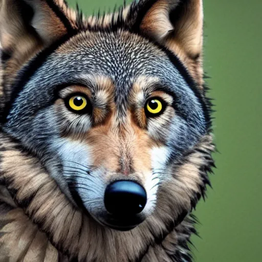 Image similar to wolf with the head of an owl