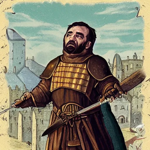 Image similar to Mike Stoklasa from Red Letter Media as a medieval executioner