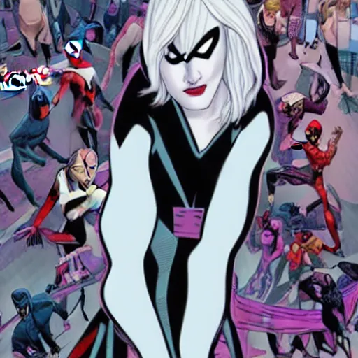 Prompt: Phoebe Bridgers as Spider-Gwen, Marvel film poster