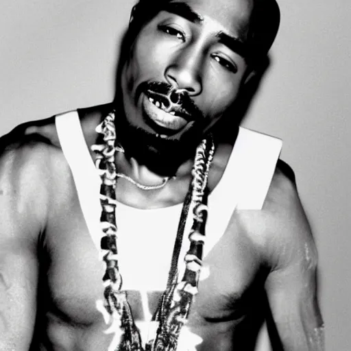 Prompt: a photo of 2 pac if he had white skin color and blew up the rap industry.