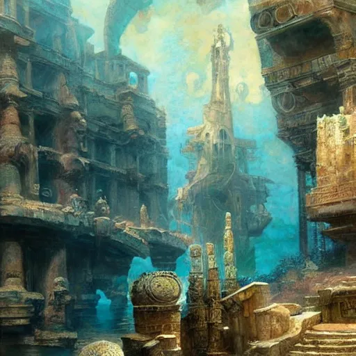 Image similar to underwater city, ancient greece, highly detailed painting by gaston bussiere, craig mullins, j. c. leyendecker 8 k