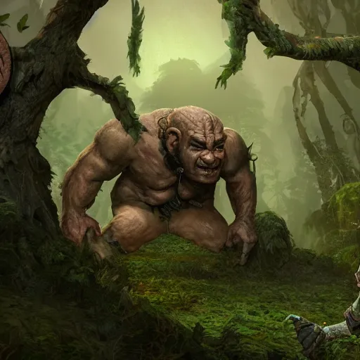 Prompt: giant dungeons and dragons ettin giant with two heads, ettin from dungeons and dragons, dnd in a dark forest, digital art, high quality render, artstation, 8 k, photograph quality, ultrahd