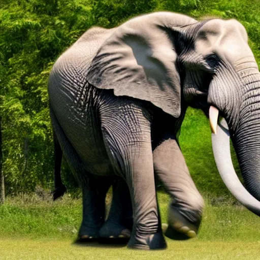 Image similar to an elephant jumping down a table,