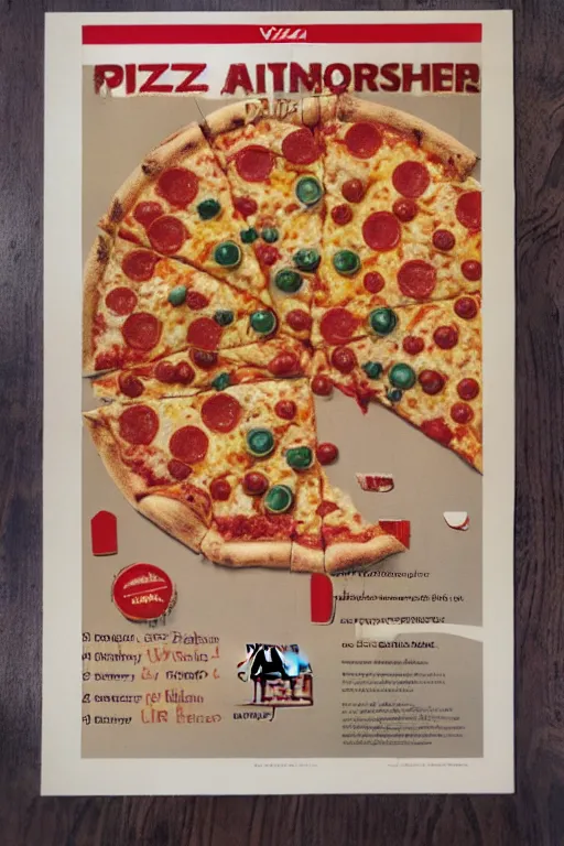 Image similar to pizza advert, from the 9 0 s, print on magazine