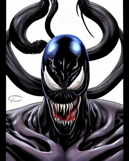 Image similar to a portrait of Venom by Javier Garron, Clayton Crain and Gerardo Sandoval