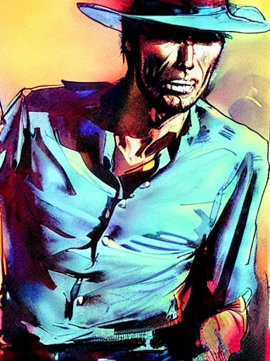Image similar to clint eastwood by bill sienkiewicz