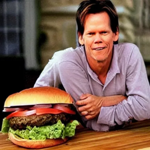 Image similar to kevin bacon inside a giant cheeseburger