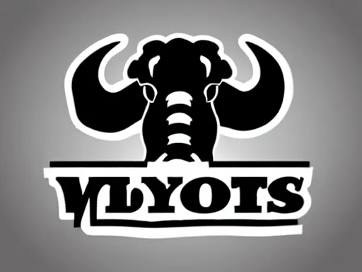 Image similar to stylized wooly mammoth sports logo!!! black and white logo design