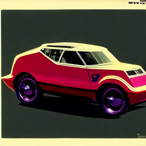 Prompt: concept art for a tiny car, painted by syd mead, high quality