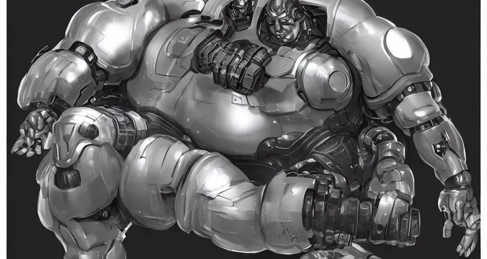 Image similar to an overweight, middle aged man with 4 sci fi robot arms coming out of his back. by artgerm, character concept, artstation.