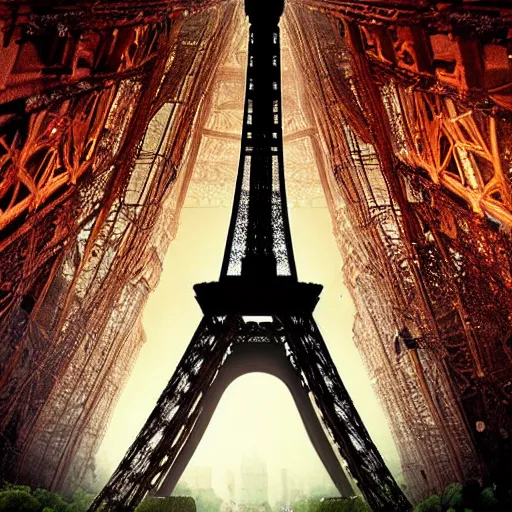 Prompt: A beautiful intricate 8K award-winning cinematic movie photograph of the future Eiffel Tower, devastated and decaying, completely covered in billboards. in the year 2043, by Bruno Delbonnel. Arri Alexa 65, IMAX 70mm footage