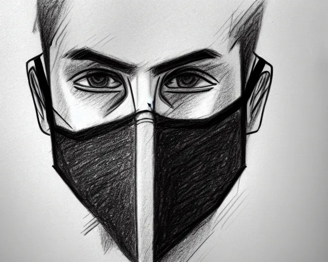 Image similar to draft drawing of a european man covering face with mask, draft sketch, thin stroke, trending on artstation, context art, pencil sketch, high detail