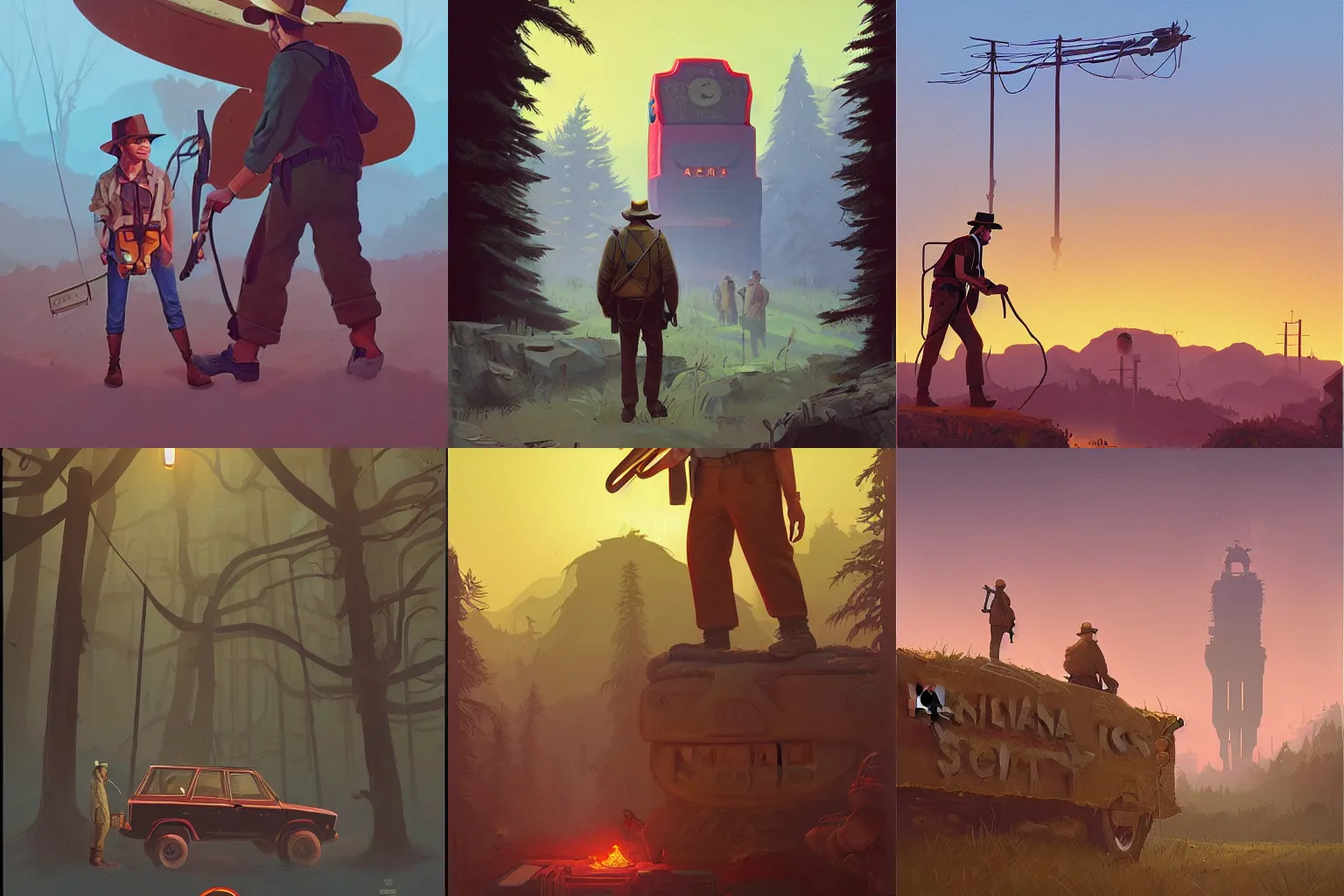 Prompt: indiana jones by simon stalenhag