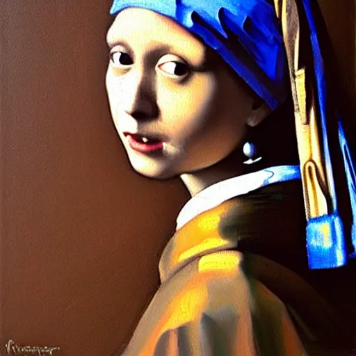 Image similar to greg manchess portrait painting of the girl with the pearl earring with the face of mona lisa, medium shot, asymmetrical, profile picture, organic painting, sunny day, matte painting, bold shapes, hard edges, street art, trending on artstation, by huang guangjian and gil elvgren and gerald brom