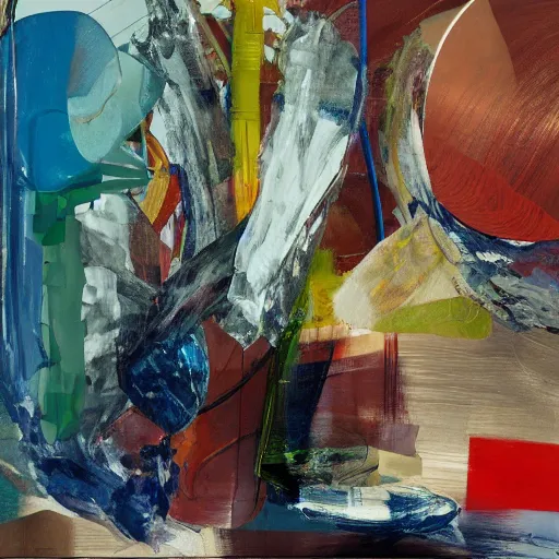 Prompt: a painting of an abstract sculpture still life by the caretaker and john chamberlain