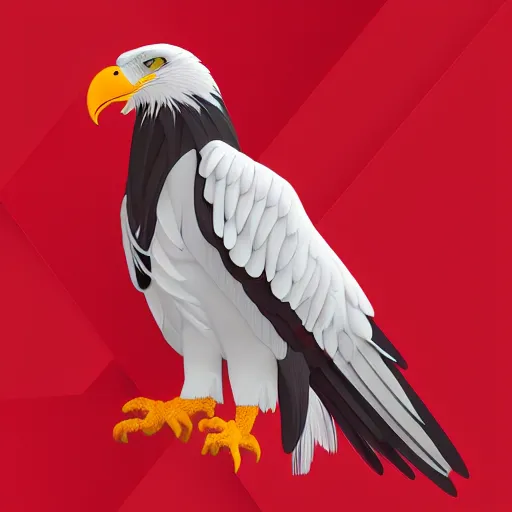 Prompt: 2 dimensional, vector, white eagle icon, red background, cgsociety, artstation, octane render