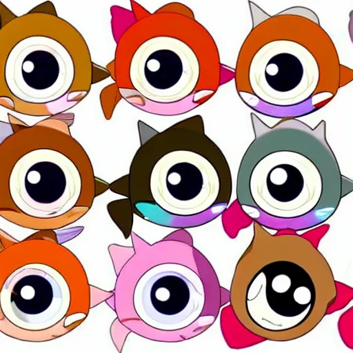 Image similar to chibi anime fish big eyes