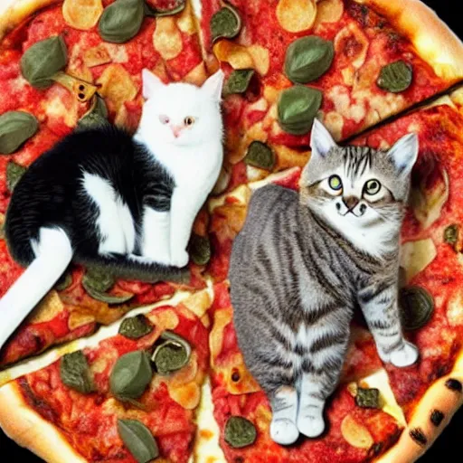 Prompt: cats on pizza in space