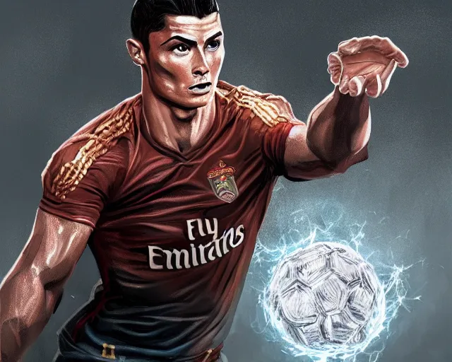 Prompt: A strong magician who looks like cristiano ronaldo, fantasy art, in the style of tony start, illustration, epic, fantasy, intricate, elgant, highly detailed, digital painting, artstation, concept art, smooth, sharp focus