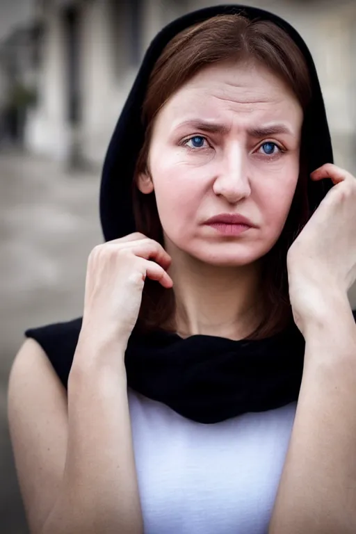 Image similar to photo portrait of shy russian omon woman shyly showing on the