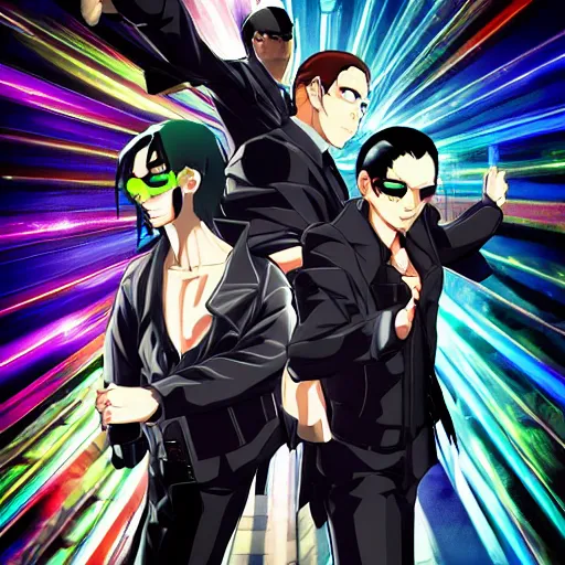 Image similar to neo matrix dodge bullets, anime key visual