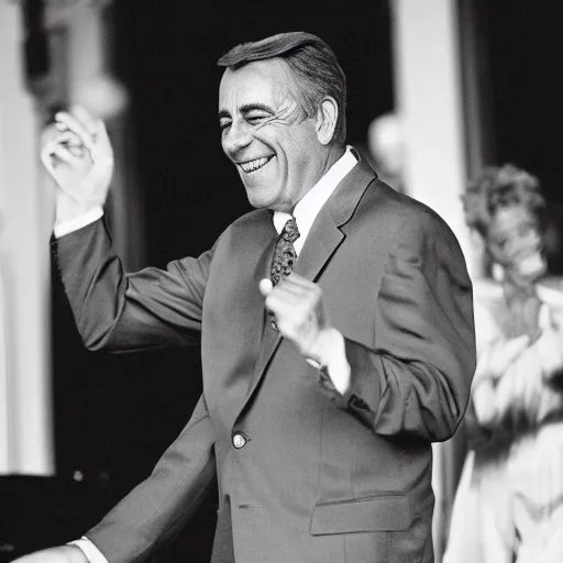 Image similar to Former House Speaker John Boehner dancing his heart out. CineStill