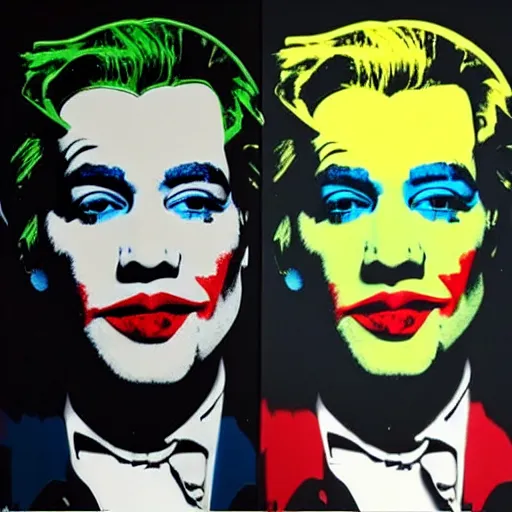 Image similar to andy warhol and banksy draw kanye west as the joker which dance on the street, hyperrealistic content, high definition content, intricate, delete duplicate content, justify content center, 5 colors