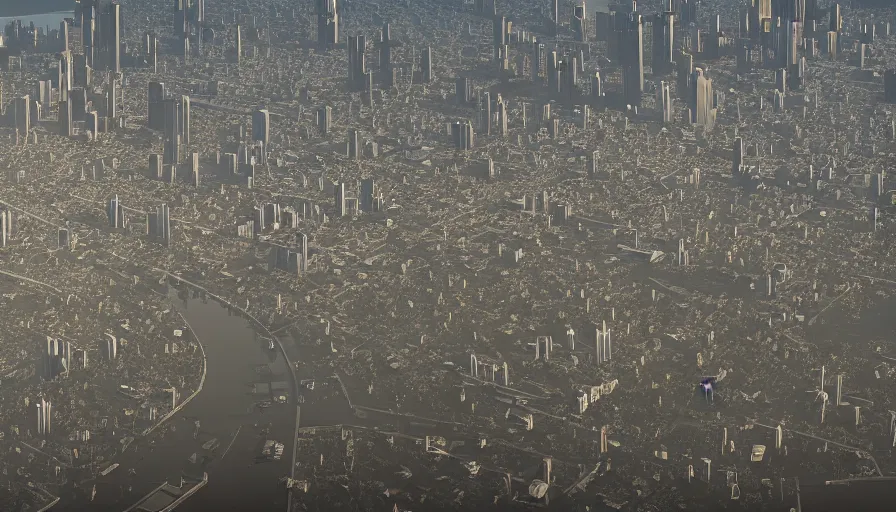 Image similar to people sitting on a hill watching flooded los angeles with multiple boris johnsons flying above the city, hyperdetailed, artstation, cgsociety, 8 k