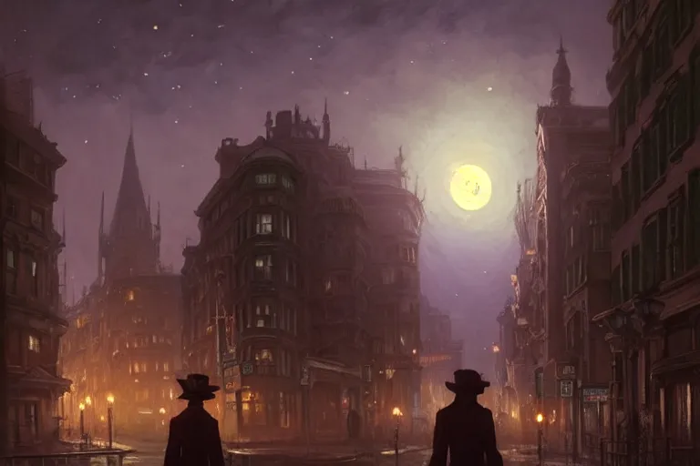 Image similar to an victorian city, scene in the night with a tentacle horror in the sky. full moon, 1 8 9 0, key visual, conceptart, ambient lighting, highly detailed, digital painting, artstation, concept art, sharp focus, by makoto shinkai and akihiko yoshida and greg manchess