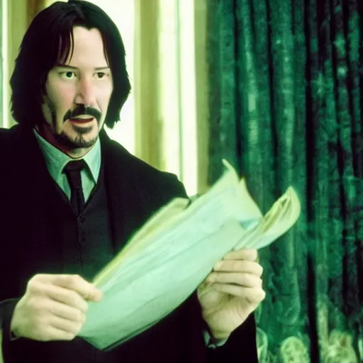 Prompt: keanu reeves as harry potter