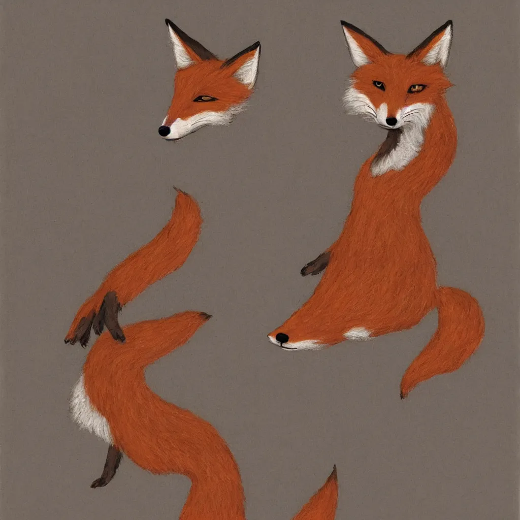 Prompt: an anthropomorphic fox wearing a hoodie, studio ghibl