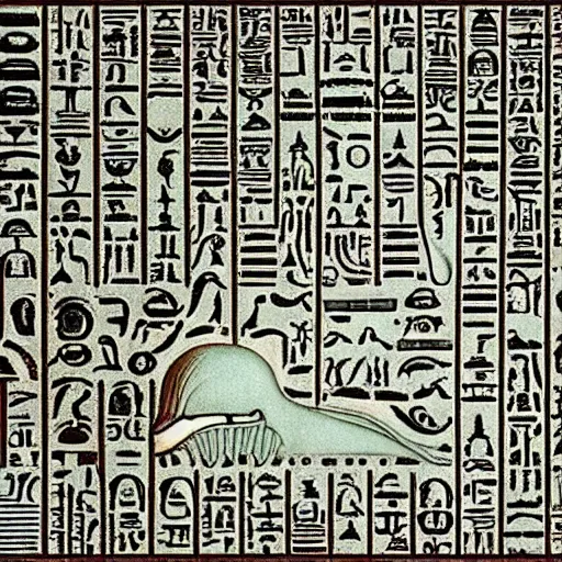 Prompt: alien, hieroglyphs