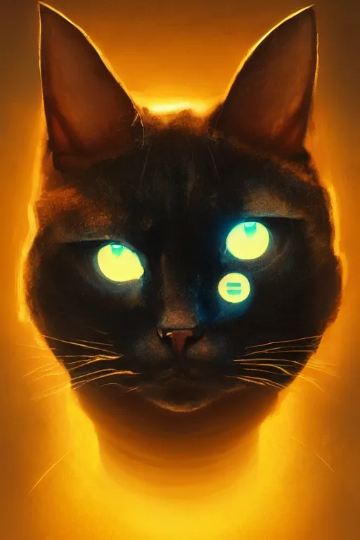 Prompt: a close-up portrait of robot cat, dramatic backlighting, golden hour, autochrome, high contrast, highly detailed, sharp focus, digital painting, concept art, illustration, rock, chiaroscuro, trending on artstation, art Steven Stahlberg and Goya