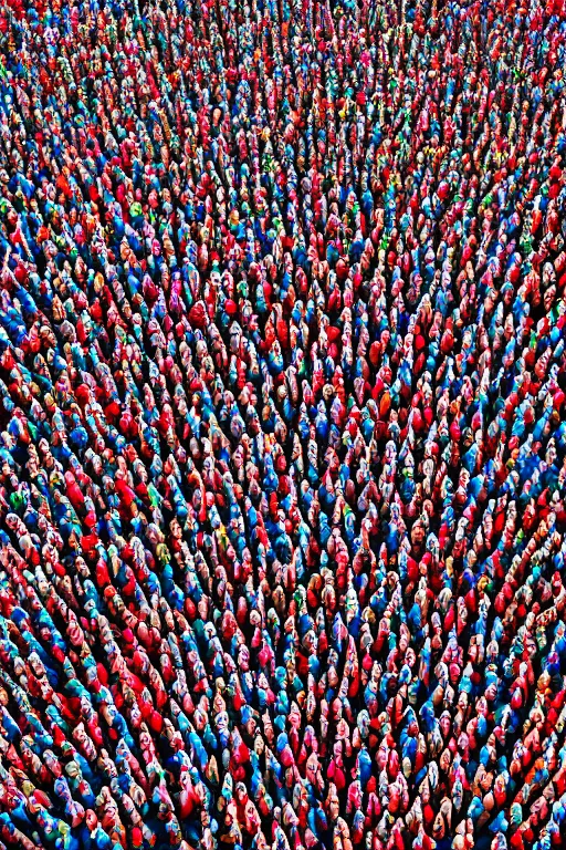 Prompt: intricate color photo of wheres waldo with thousands of people 8 k octane beautifully detailed render