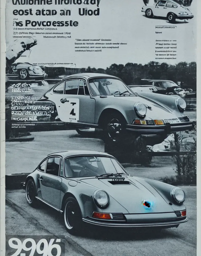 Image similar to porsche 9 1 1 on a 1 9 6 0 cover of automotive magazine