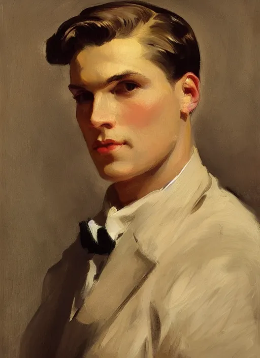 Image similar to closeup portrait of a handsome man, leyendecker : 2 5, john singer sargent : 1 5