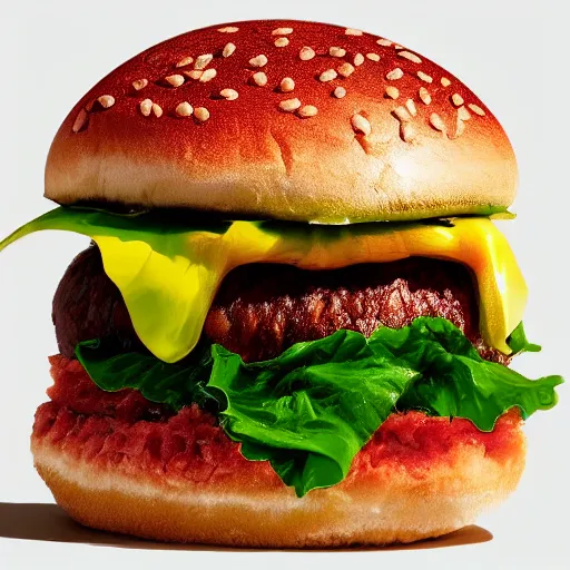 Image similar to a hybrid crystal hamburger, digital art, dramatic product photography