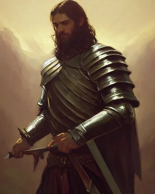 Image similar to nilfgaardian knight from gwent. fantasy art by greg rutkowski, gustave courbet, rosa bonheur, edward hopper. faithfully depicted facial expression, perfect anatomy, sharp focus, global illumination, radiant light, detailed and intricate environment, trending on artstation