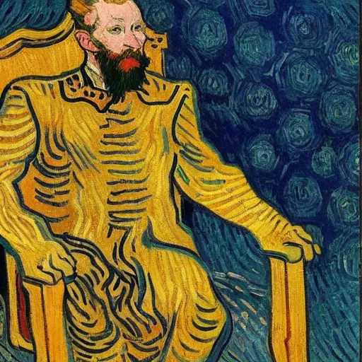 Prompt: a king on his throne by vincent van Gogh