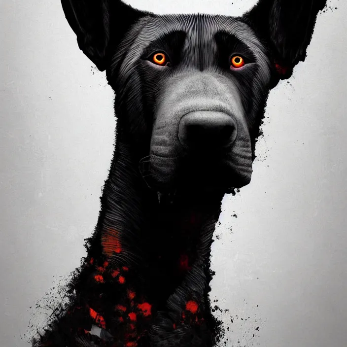 Image similar to portrait of zombie belgian-malinois. intricate abstract. intricate artwork. by Tooth Wu, wlop, beeple, dan mumford. octane render, trending on artstation, greg rutkowski, very coherent symmetrical artwork. cinematic, hyper realism, high detail, octane render, 8k, iridescent accents, deep blacks