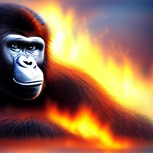 Image similar to Bored Ape NFT burning, deviantart, digital art, 8k